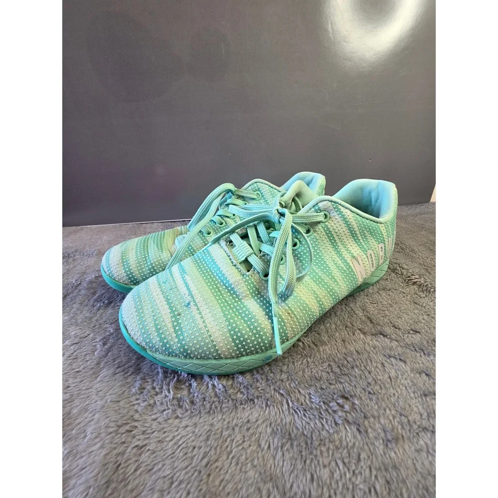 NOBULL Trainer Mint Green White Striped SuperFabric Men Size 10 Training Shoes‎